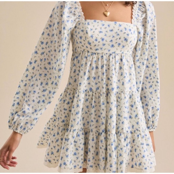 Altar'd State Dresses & Skirts - Altar'd State Joanna Sz Lg Floral Babydoll Mini Dress Romantic Cottagecore NWT